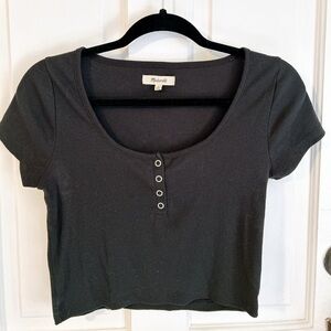 Madewell black crop top, short sleeve size Small.